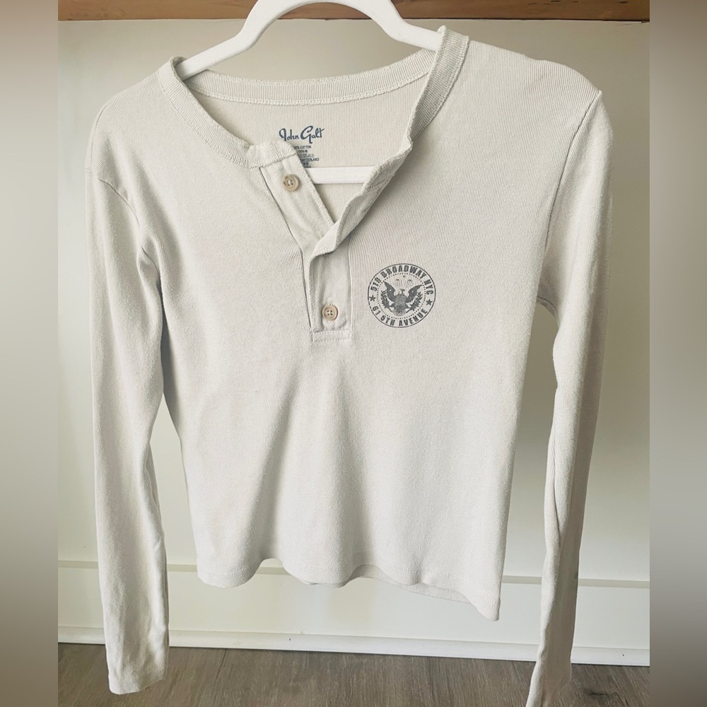 Brandy Melville John Galt Long Sleeve Henley Top One Size